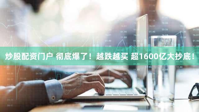 炒股配资门户 彻底爆了！越跌越买 超1600亿大抄底！