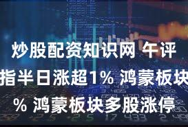 炒股配资知识网 午评：创业板指半日涨超1% 鸿蒙板块多股涨停
